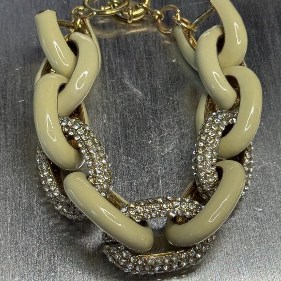 Early 2000s Bold Glam Bracelet | Chunky Gold Link Rhinestone Statement Piece Y2K - Picture 1 of 8